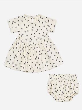 Quincy Mae Brielle dress navy Polka Dots and Matching Bloomers 6-12 months